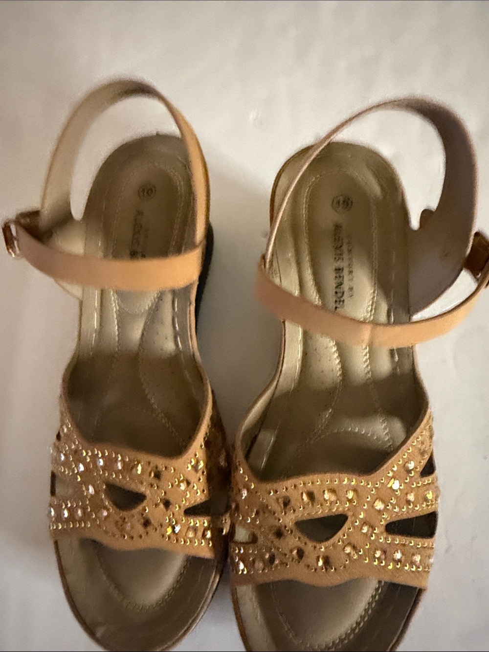 Alexis Bendel Embellished Tan Slingback Sandals for Women
